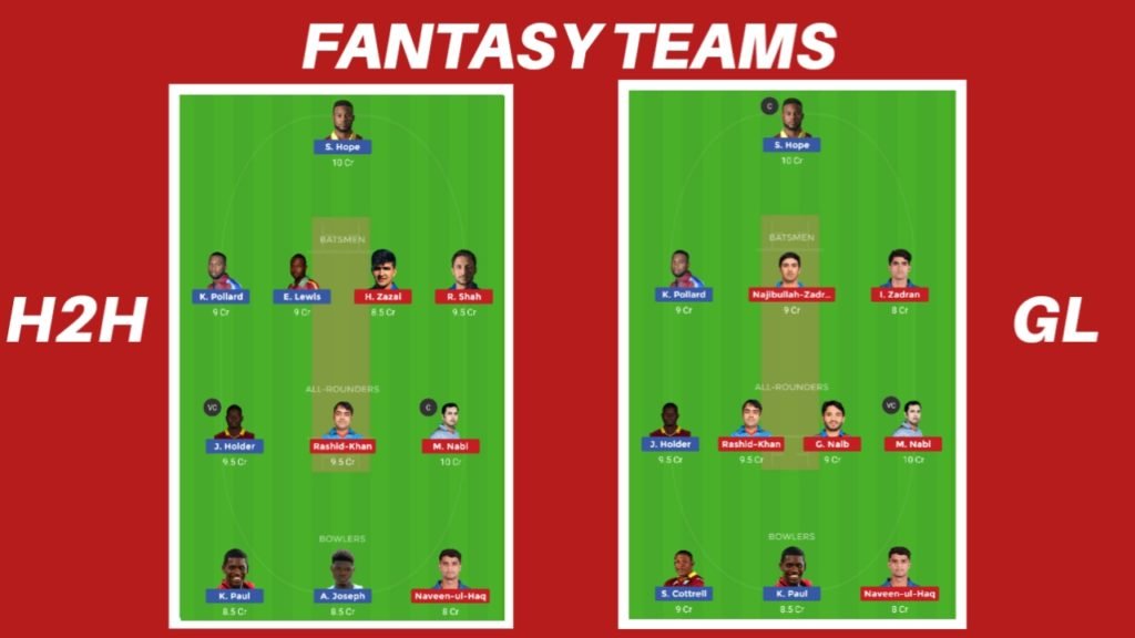 WI vs AFG 1st ODI Dream11 Team