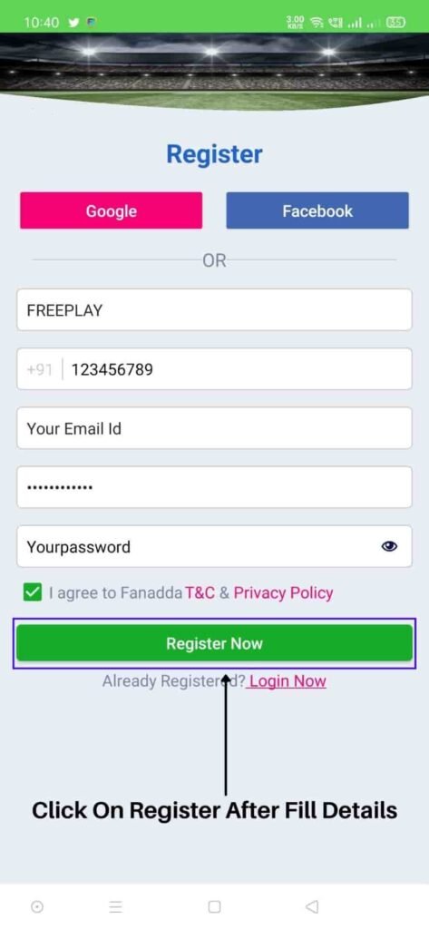 How to Register On Fanadda Fantasy app