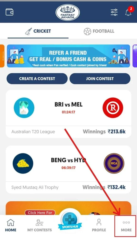 Fantasy Akhada Refer and Earn