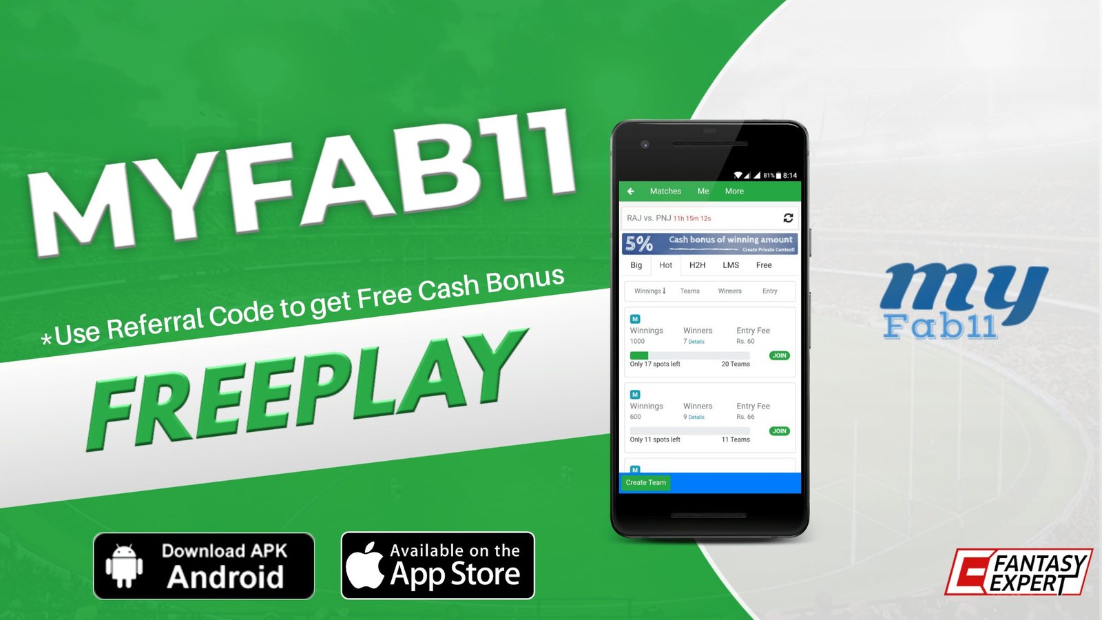 MyFab11 App Referral Code