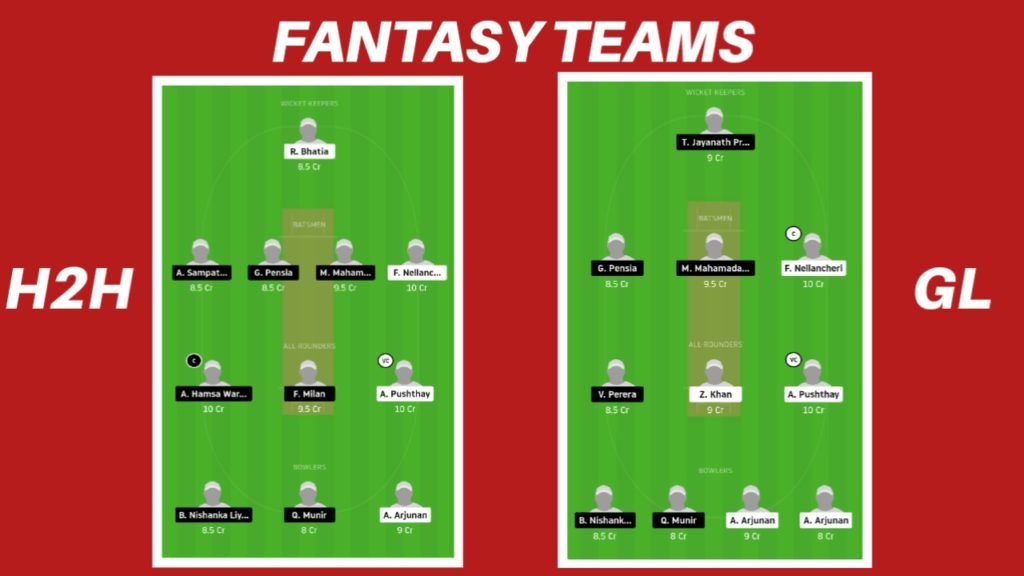 HCC vs VCC 1st Match Dream11 Team