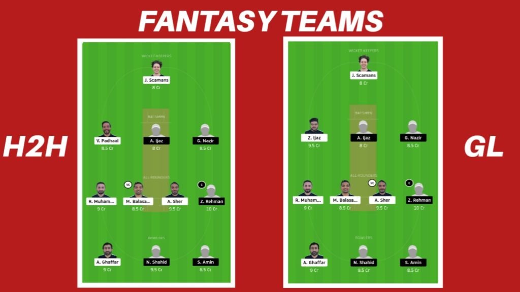 ECC vs GHC Dream11 Team