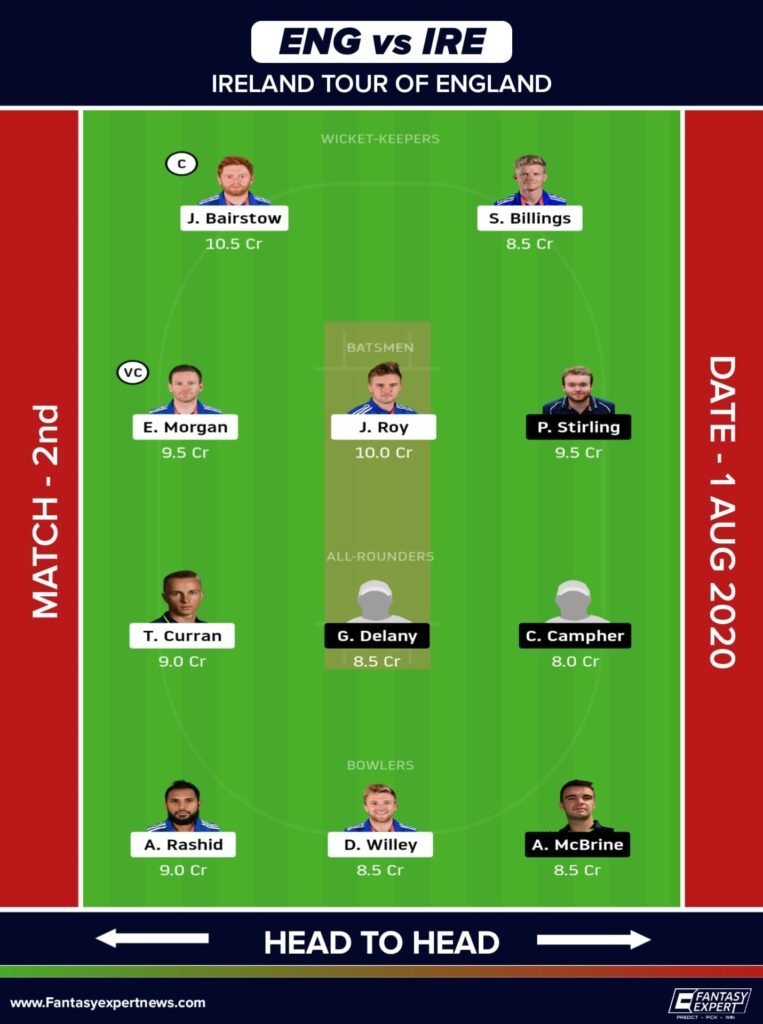 eng vs ire dream11 team prediction: 2nd odi england vs