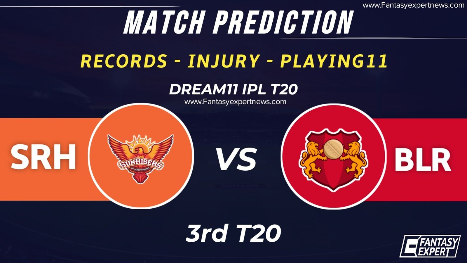 SRH vs BLR Dream11 Team SRH vs BLR Dream11 Team