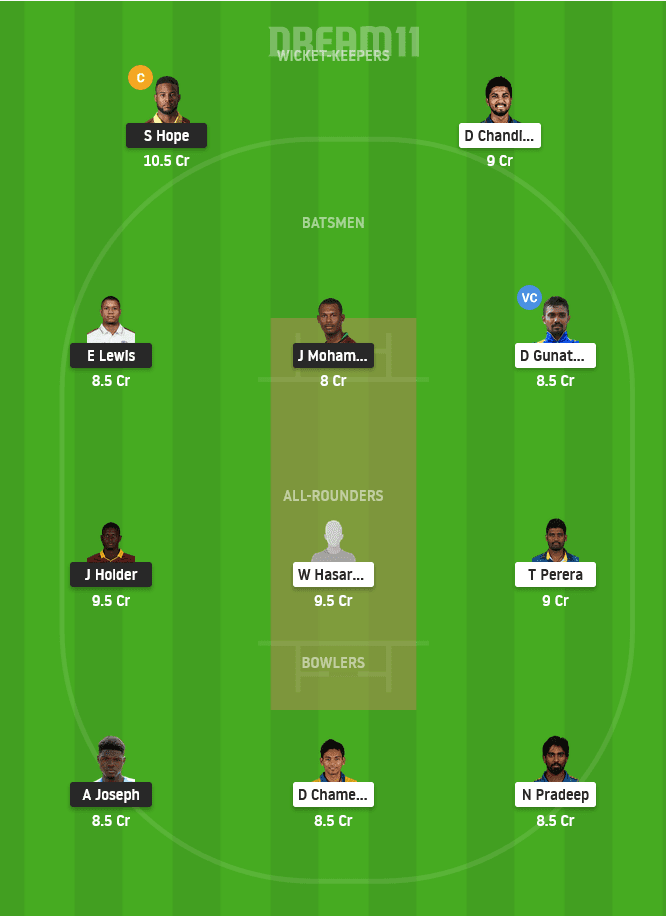WI vs SL Dream11 Team Prediction For Small League