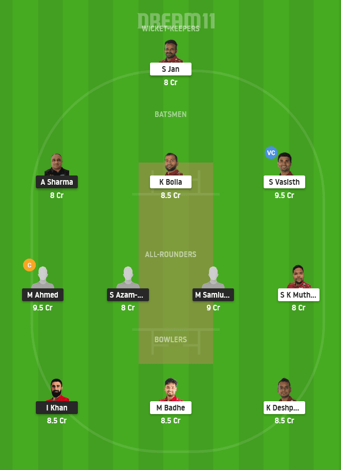 KSV vs VFB Dream11 Team Prediction for Grand League