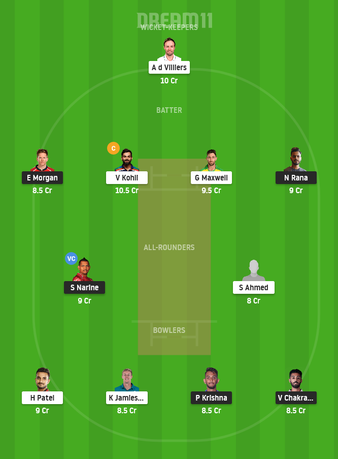 KOL vs BLR Dream11 Team Prediction for Grand League