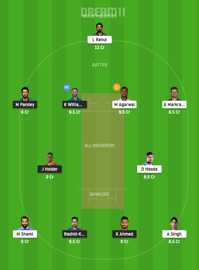 SRH vs PBKS Dream11 Team Prediction for Grand League