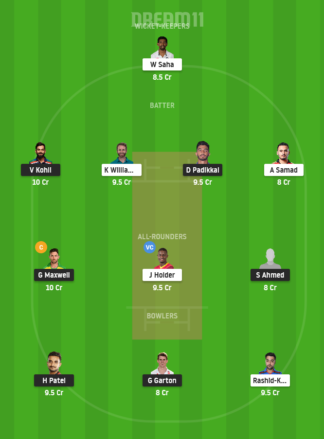 BLR vs SRH Dream11 Team Prediction for Small League