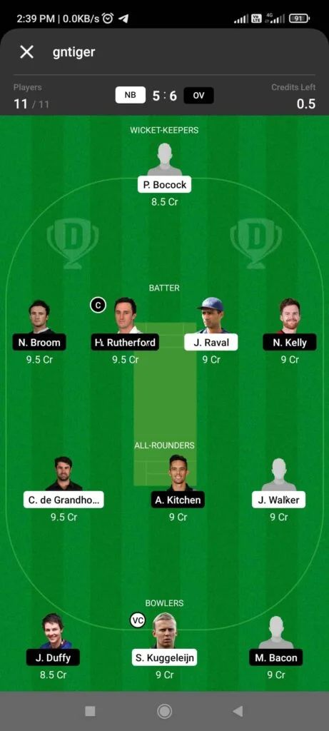 NB vs OV Dream11 Team Prediction for Small League