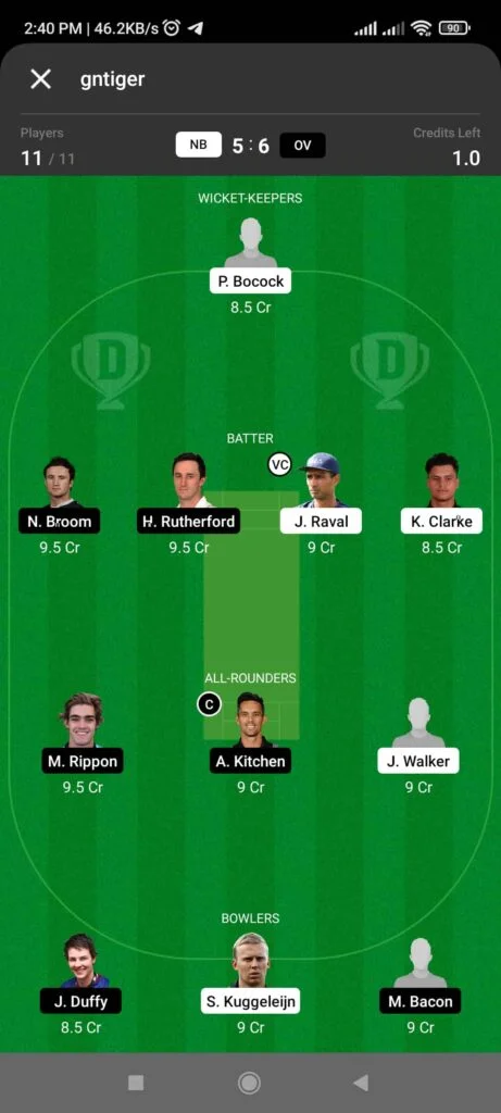 NB vs OV Dream11 Team Prediction for Grand League