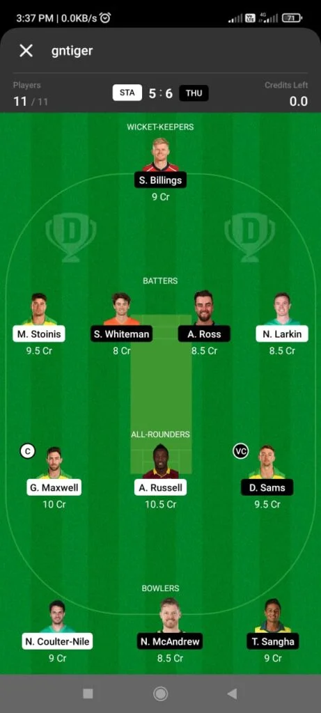 STA vs THU Dream11 Team Prediction for Small League