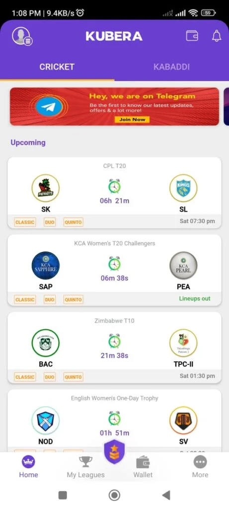 Create Fantasy Team in Kubera Fantasy