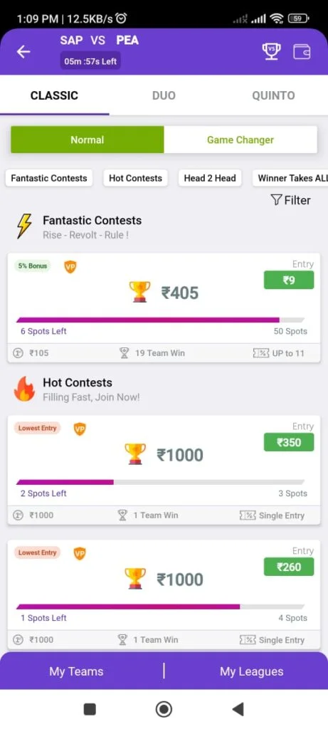 Join Contast in Kubera Fantasy App