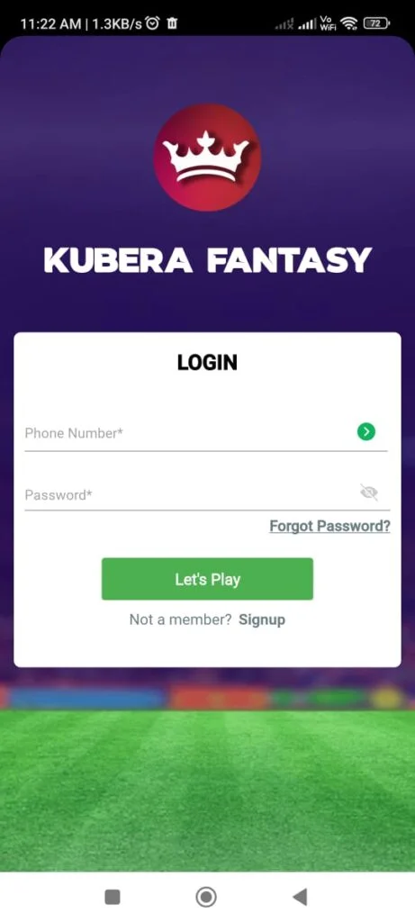Registration in Kubera Fantasy App