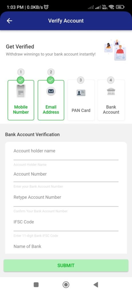 Bank Verification in MyMaster11 App