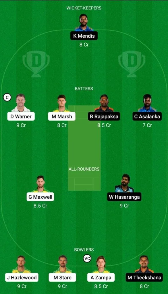 AUS vs SL Dream11 Team Prediction Grand League