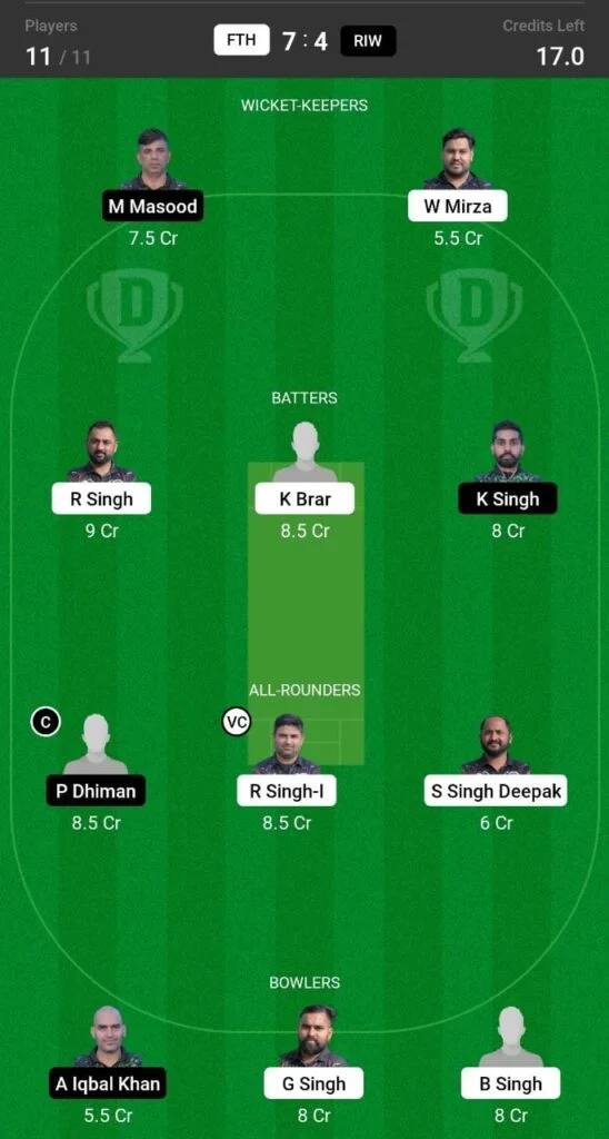FTH vs RIW Dream11