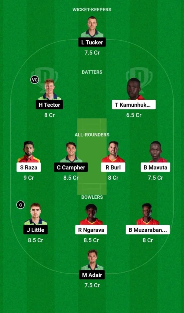 ZIM vs IRE Dream11 Team Prediction For Grand League