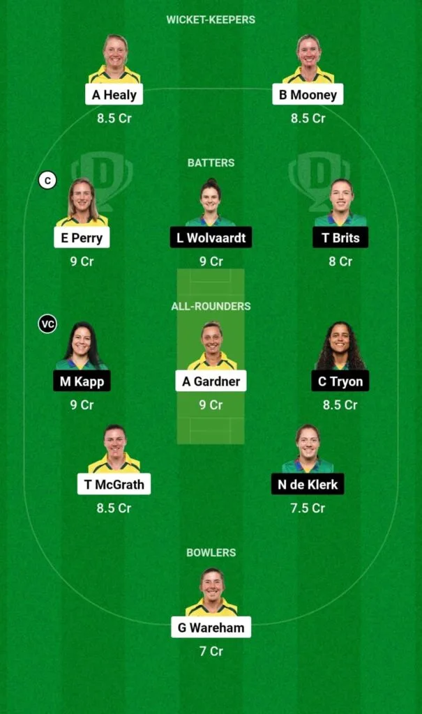 AU-W vs SA-W 3rd T20I Dream11 Team Prediction