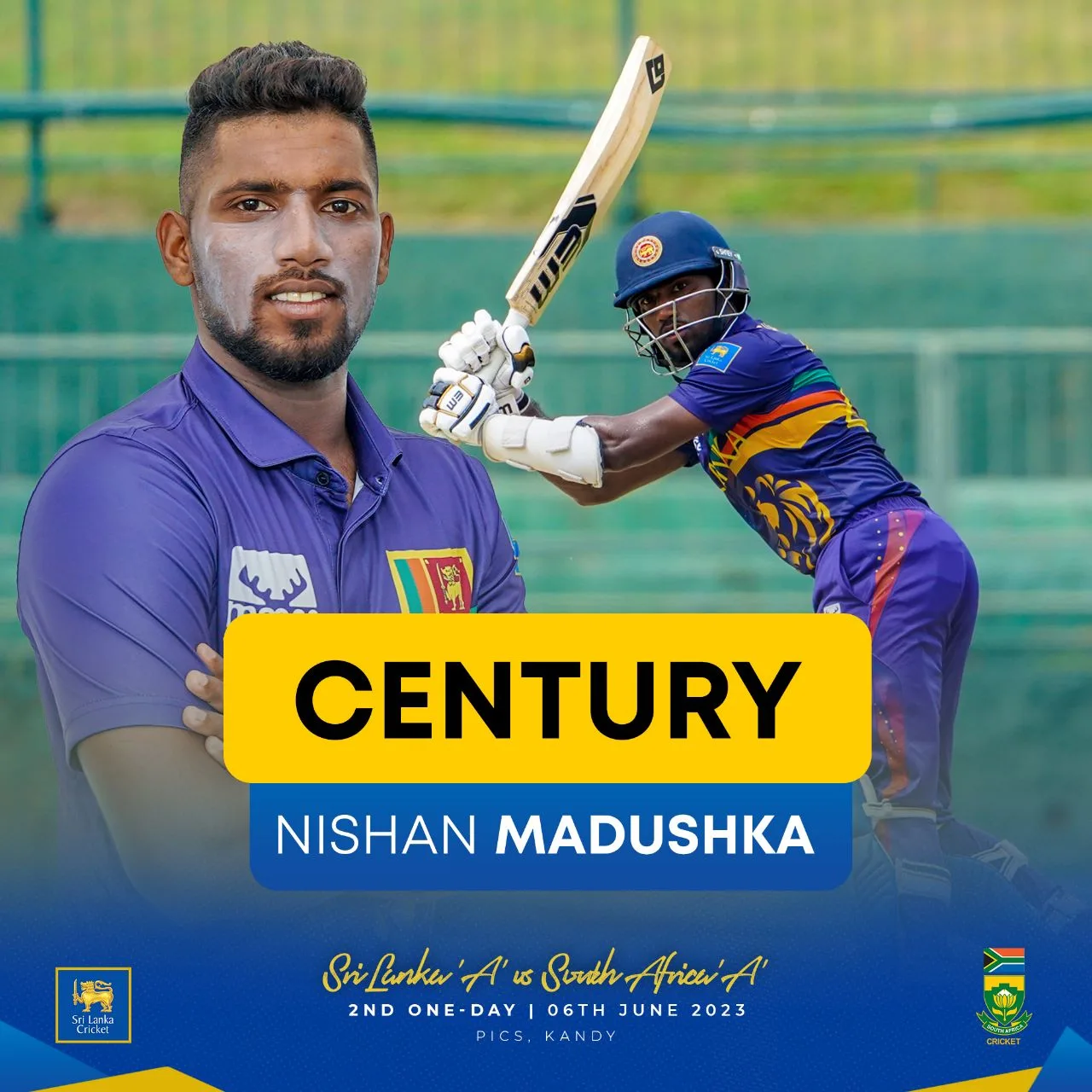 Sri Lanka Cricket 🇱🇰 on X: "🏏💯🔥 Nishan Madushka smashes a brilliant century with 13 boundaries and 2 sixes! 🙌 https://t.co/V1DO8fOZ4P" / X