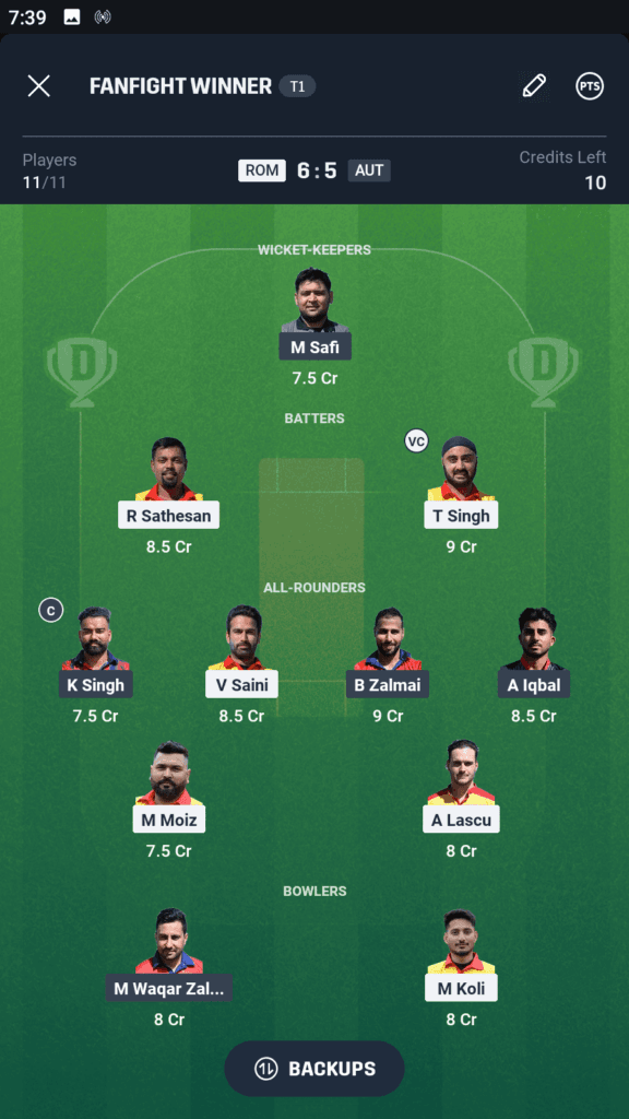 ROM vs AUS Dream11 Prediction Team For Small League