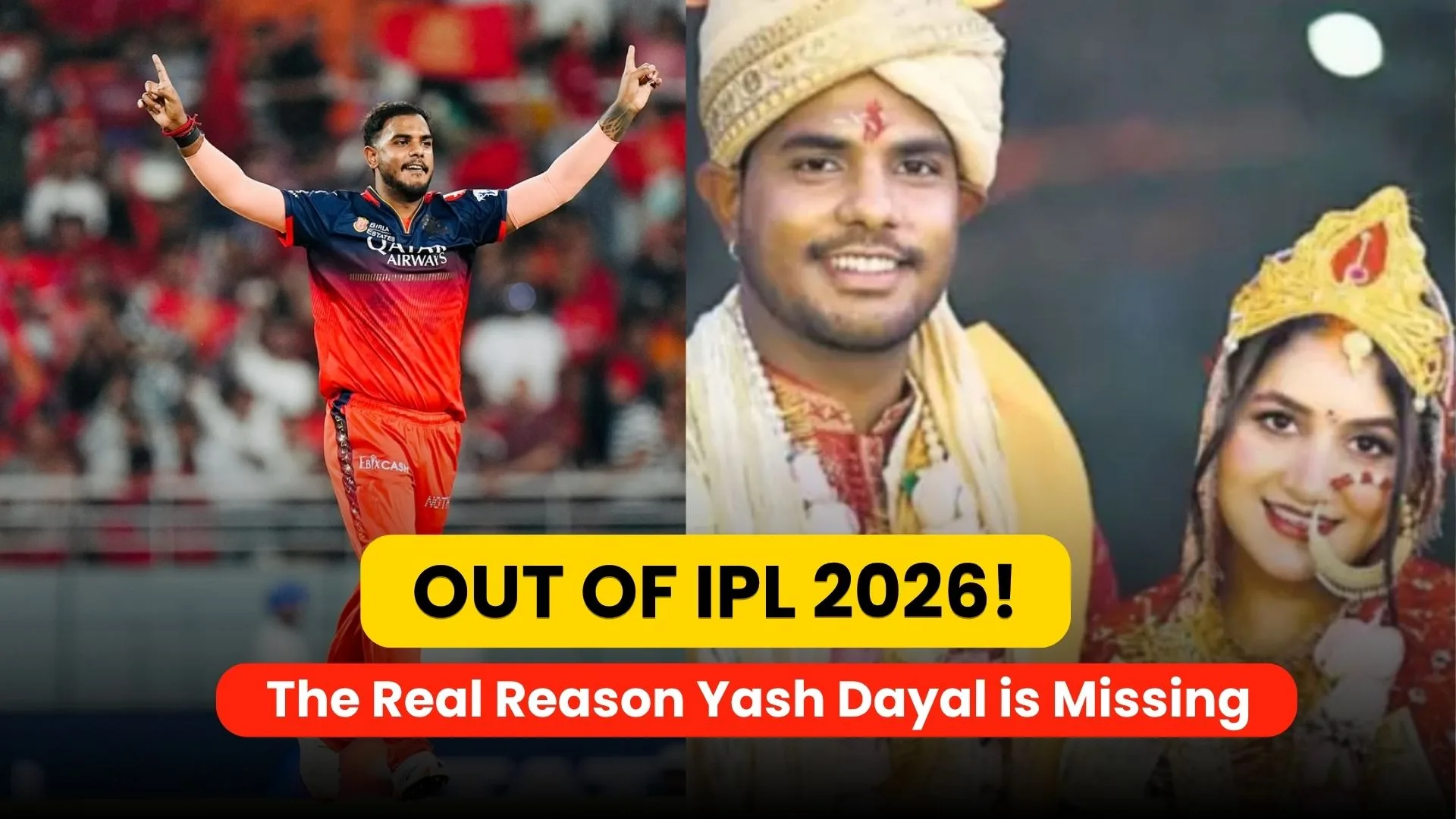 Yash Dayal RCB news: Thumbnail explaining the real reason why the pacer is out of IPL 2026.