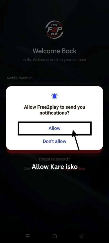 FREE2PLAY App Notifications - Allow for Match Updates